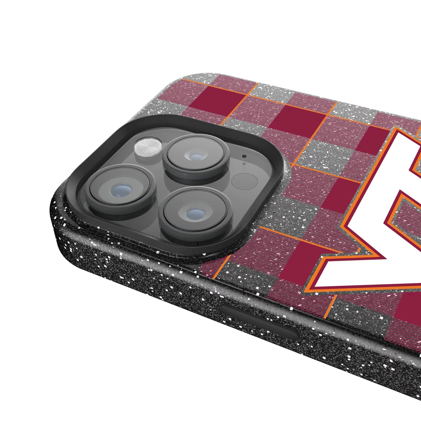 Virginia Tech Hokies Plaid Black Bling Phone Case for Apple iPhone