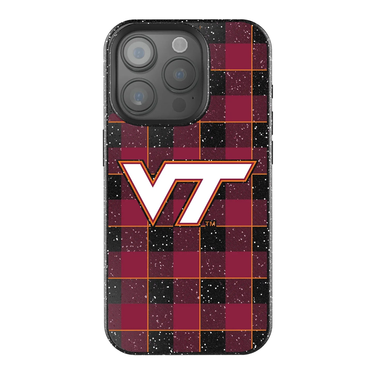 Virginia Tech Hokies Plaid Black Bling Phone Case for Apple iPhone
