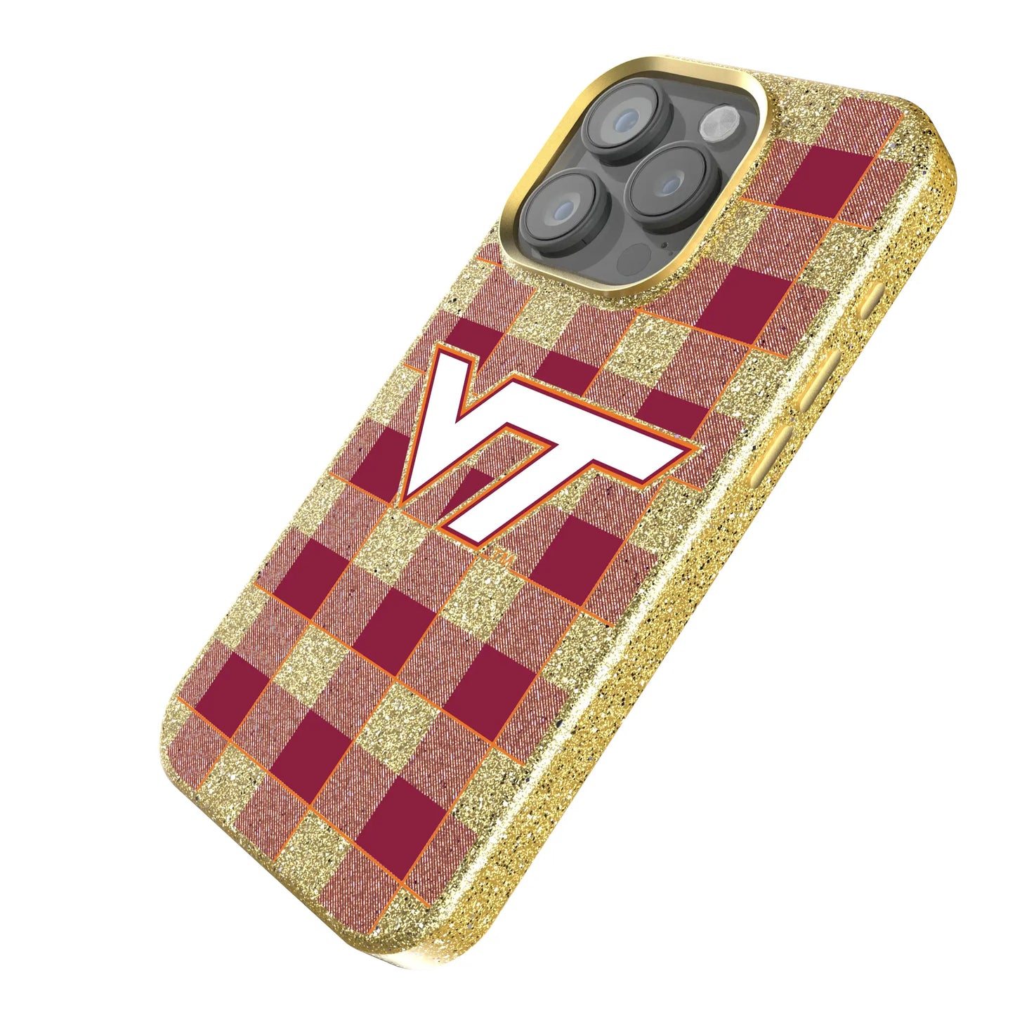 Virginia Tech Hokies Plaid Bling Phone Case for Apple iPhone