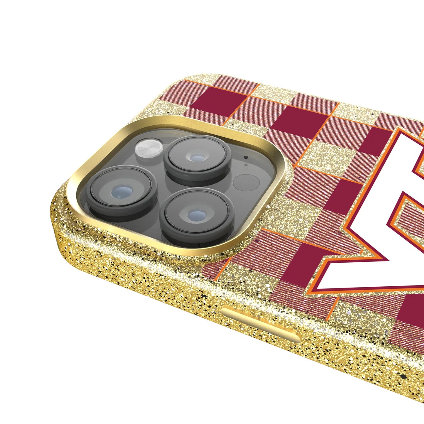 Virginia Tech Hokies Plaid Bling Phone Case for Apple iPhone
