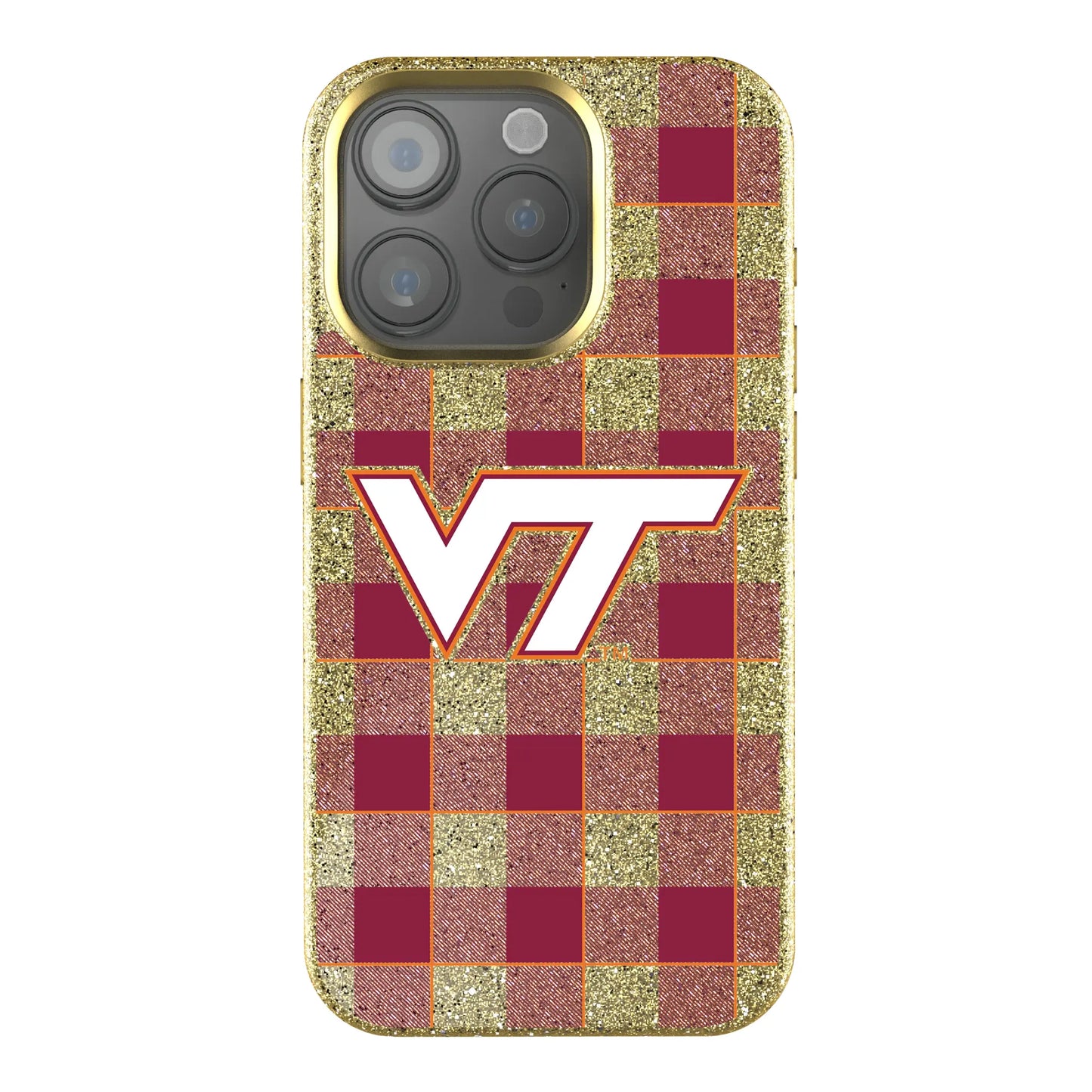 Virginia Tech Hokies Plaid Bling Phone Case for Apple iPhone