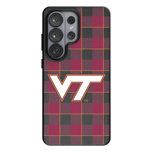 Virginia Tech Hokies Plaid MagSafe Compatible Phone Case for Samsung Galaxy