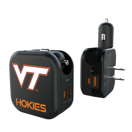 Virginia Tech Hokies Text Backdrop 2 in 1 USB A/C Charger
