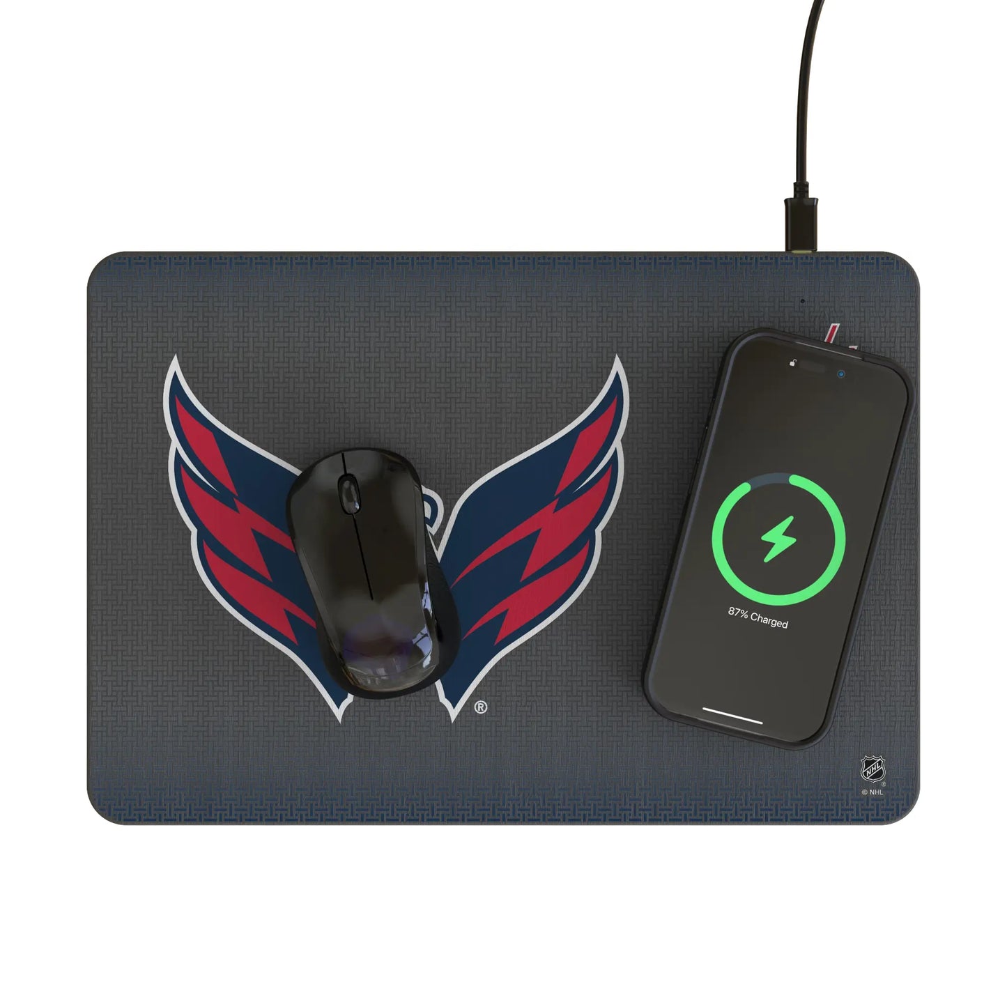 Washington Capitals Linen 15-Watt Wireless Charger and Mouse Pad
