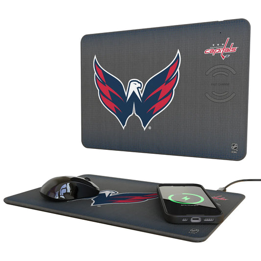 Washington Capitals Linen 15-Watt Wireless Charger and Mouse Pad