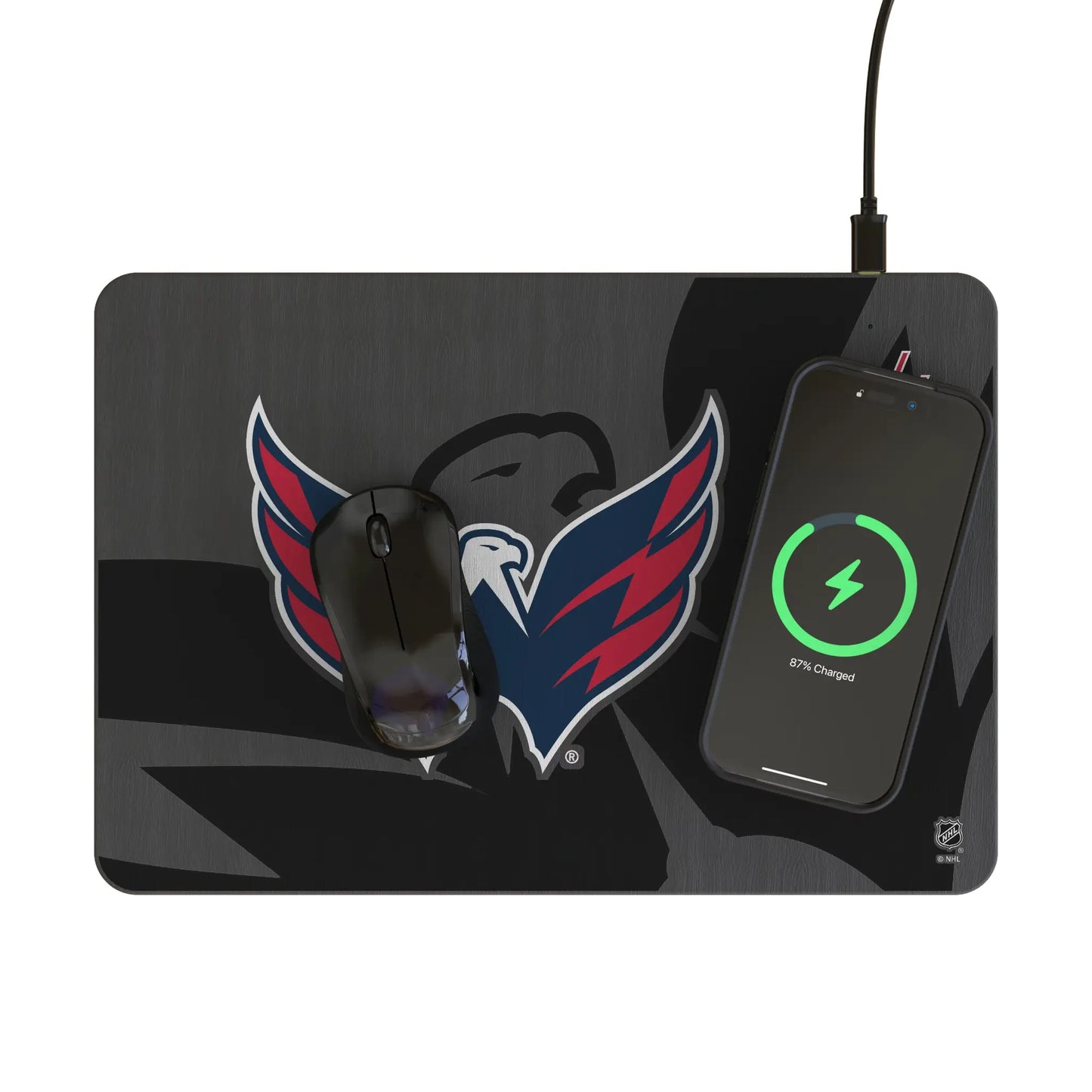 Washington Capitals Monocolor Tilt 15-Watt Wireless Charger and Mouse Pad