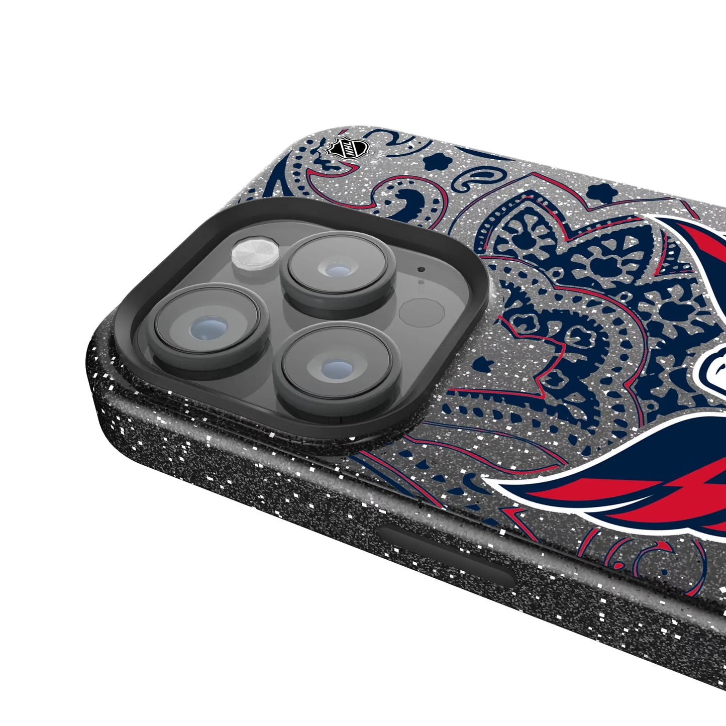Washington Capitals Paisley Black Bling Phone Case for Apple iPhone