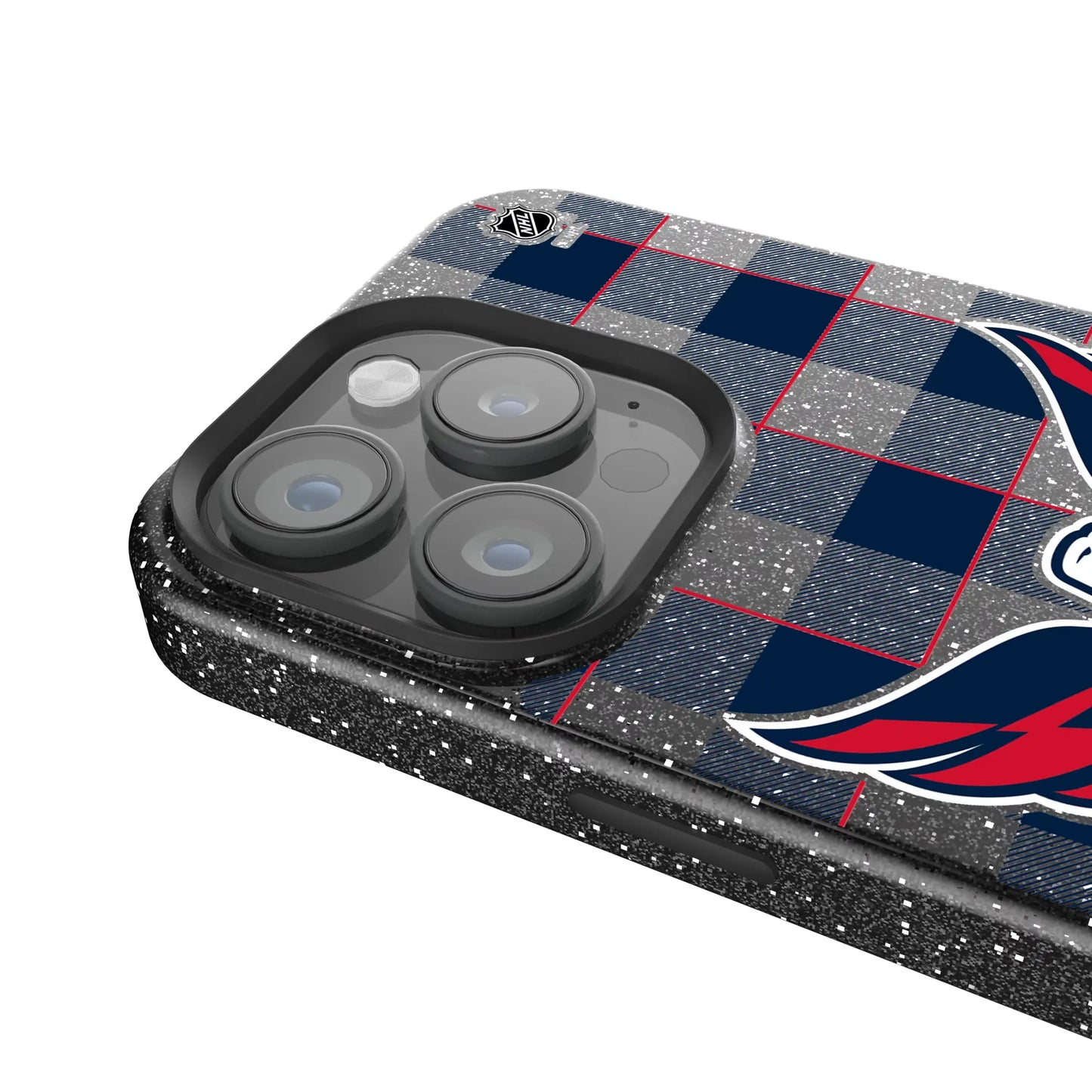 Washington Capitals Plaid Black Bling Phone Case for Apple iPhone