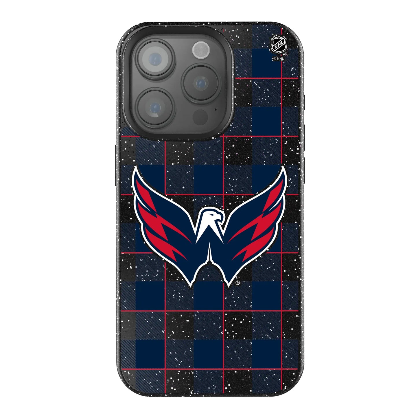 Washington Capitals Plaid Black Bling Phone Case for Apple iPhone