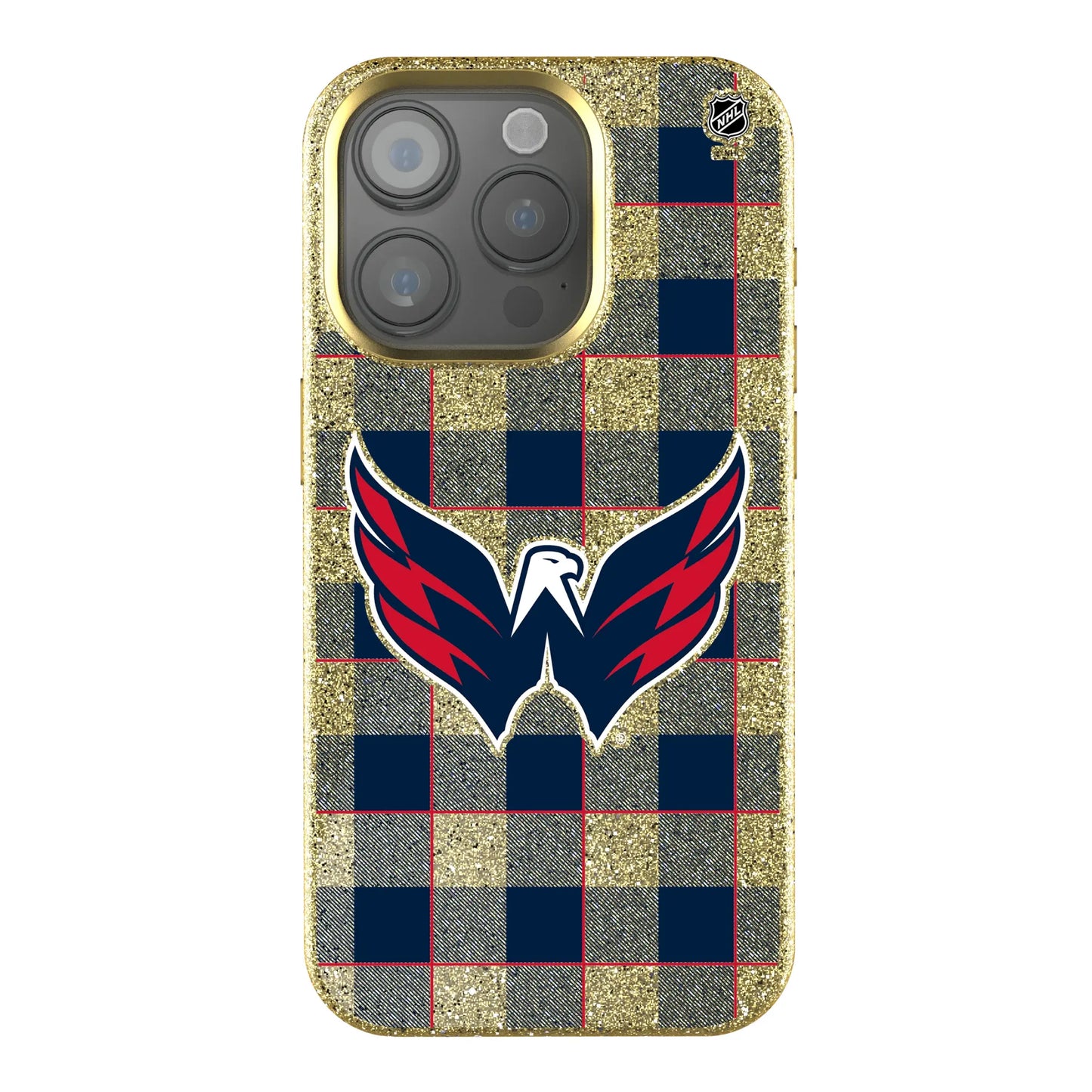 Washington Capitals Plaid Bling Phone Case for Apple iPhone