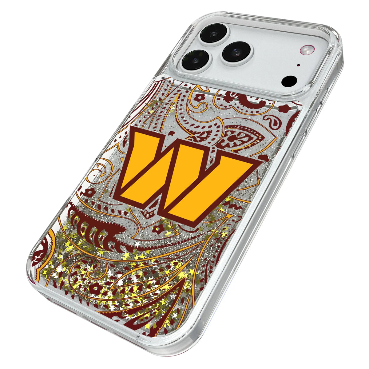 Washington Commanders Paisley Glitter Phone Case for Apple iPhone