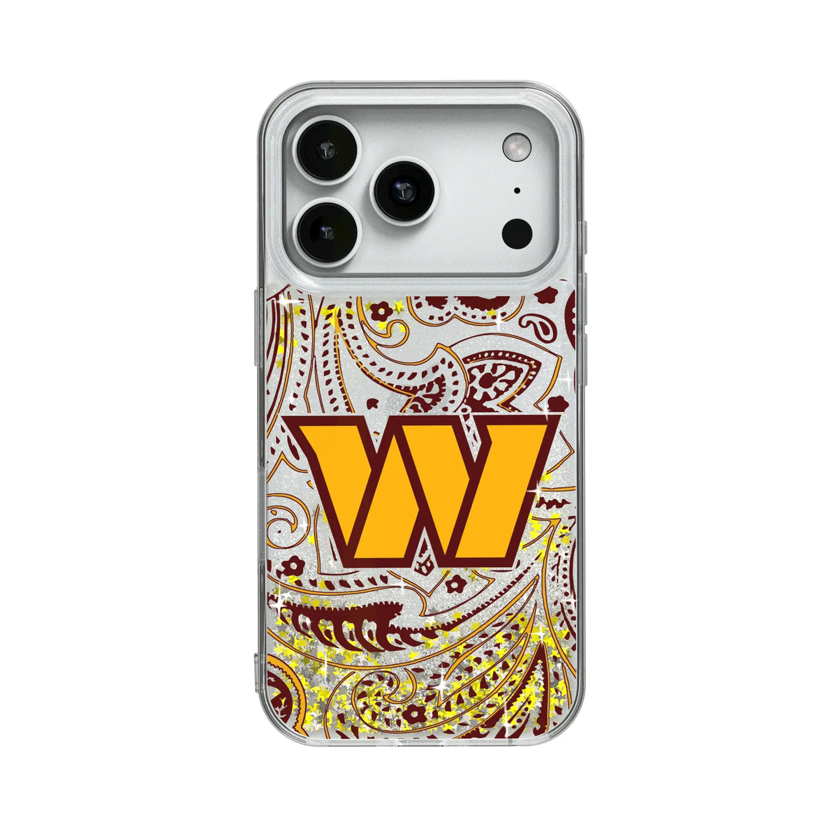 Washington Commanders Paisley Glitter Phone Case for Apple iPhone