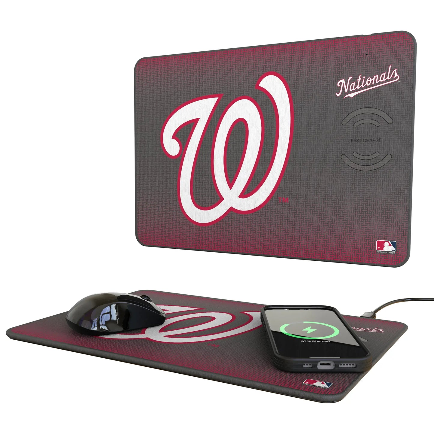 Washington Nationals Linen 15-Watt Wireless Charger and Mouse Pad