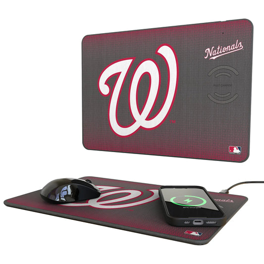 Washington Nationals Linen 15-Watt Wireless Charger and Mouse Pad