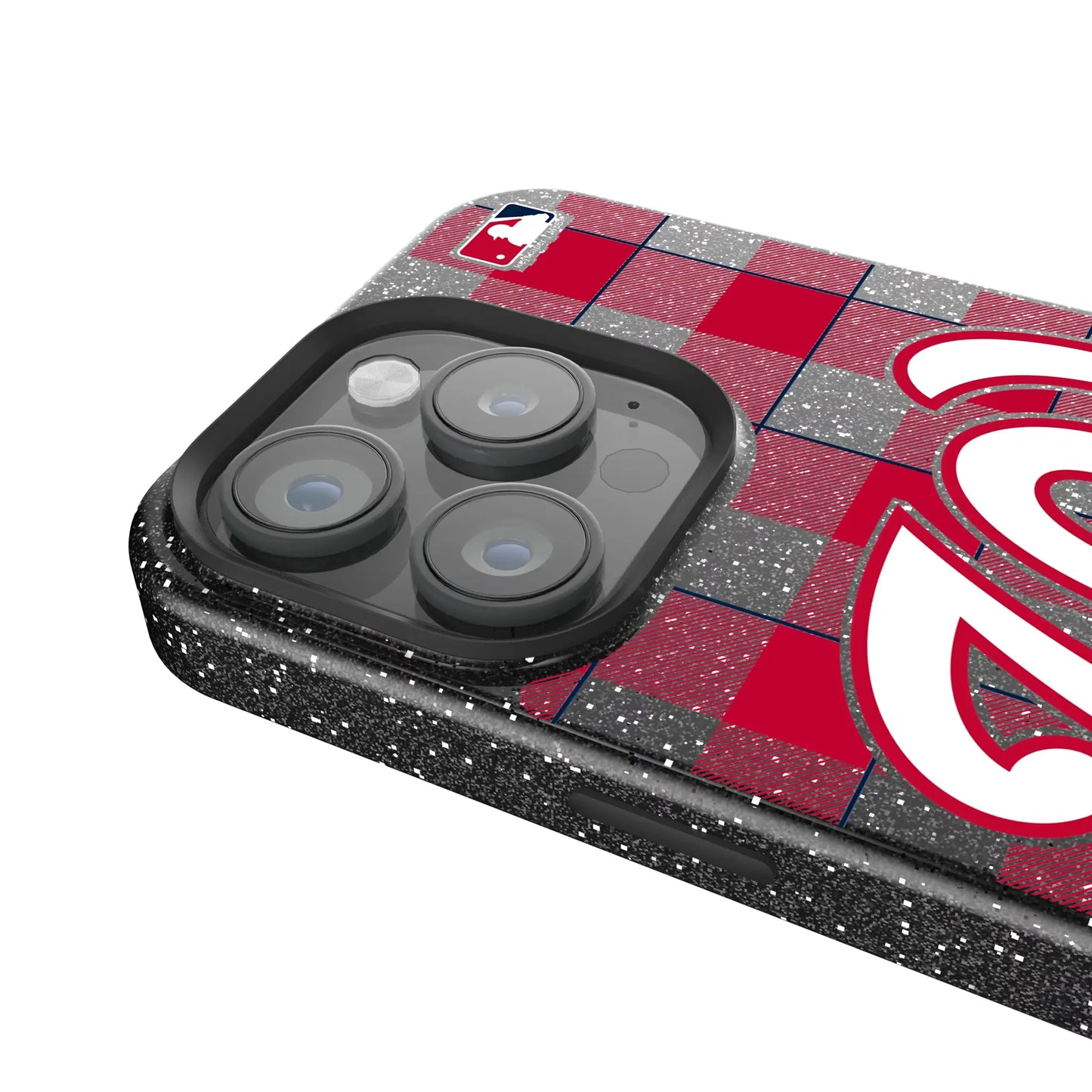 Washington Nationals Plaid Black Bling Phone Case for Apple iPhone