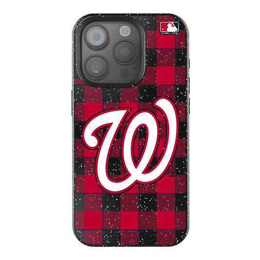 Washington Nationals Plaid Black Bling Phone Case for Apple iPhone