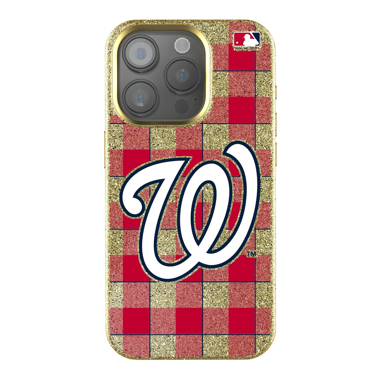 Washington Nationals Plaid Bling Phone Case for Apple iPhone