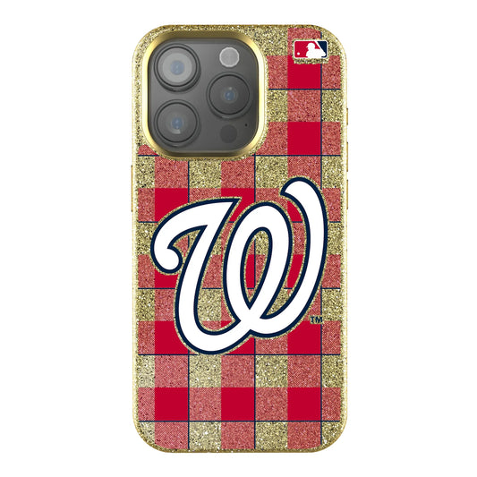 Washington Nationals Plaid Bling Phone Case for Apple iPhone