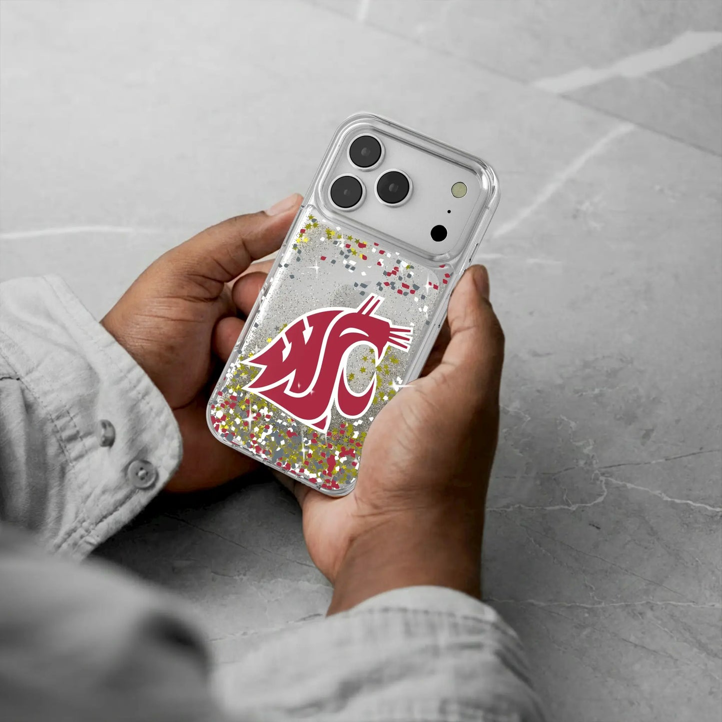 Washington State University Cougars Confetti Glitter Phone Case for Apple iPhone