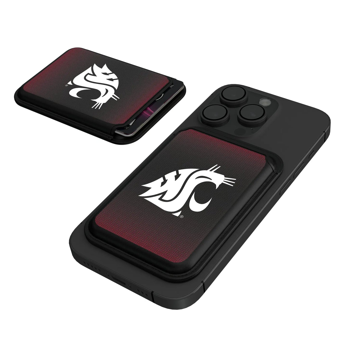 Washington State University Cougars Linen Black Magnetic Credit Card Wallet
