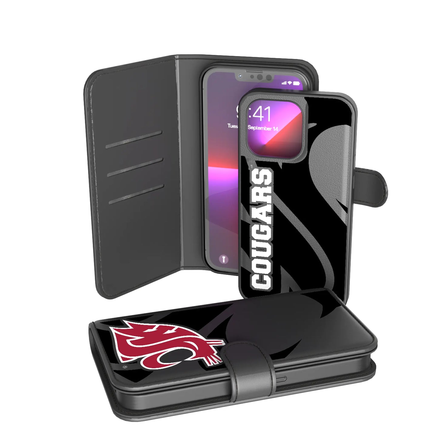 Washington State University Cougars Monocolor Tilt Wallet Phone Case for Apple iPhone