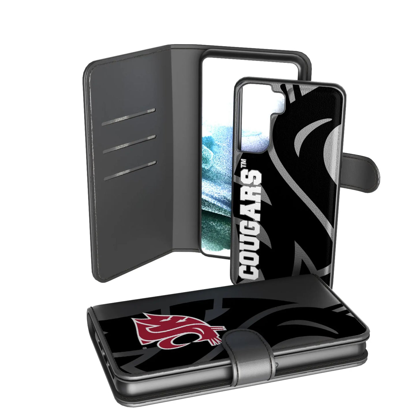 Washington State University Cougars Monocolor Tilt Wallet Phone Case for Apple iPhone