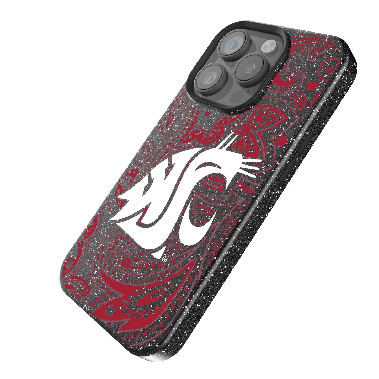 Washington State University Cougars Paisley Black Bling Phone Case for Apple iPhone