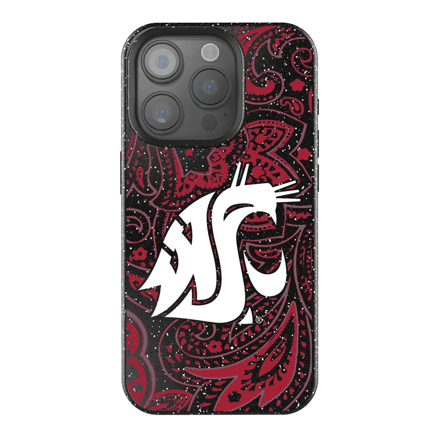 Washington State University Cougars Paisley Black Bling Phone Case for Apple iPhone