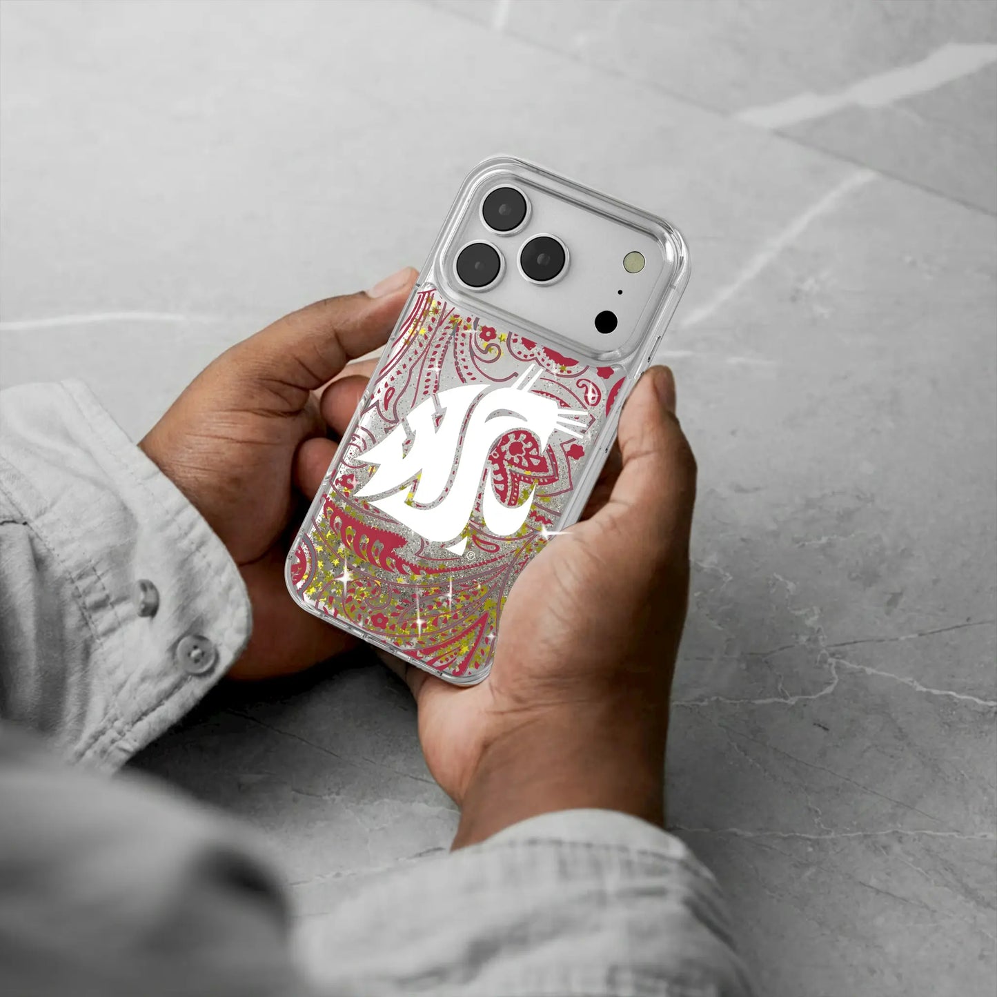 Washington State University Cougars Paisley Glitter Phone Case for Apple iPhone