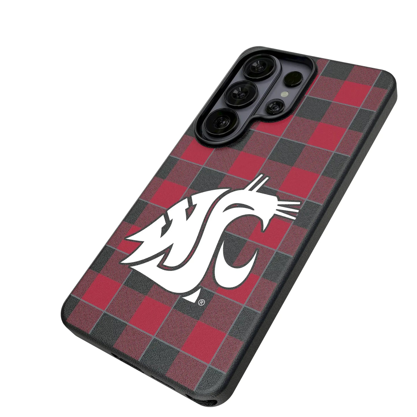 Washington State University Cougars Plaid MagSafe Compatible Phone Case for Samsung Galaxy