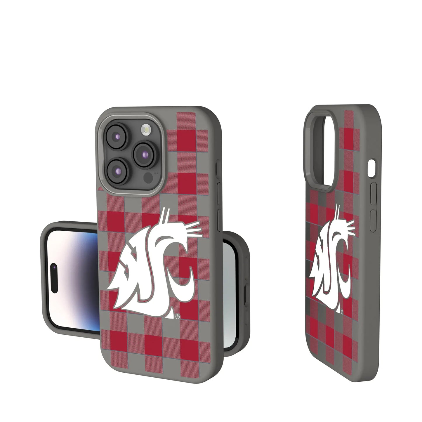 Washington State University Cougars Plaid Soft Touch Phone Case for Apple iPhone