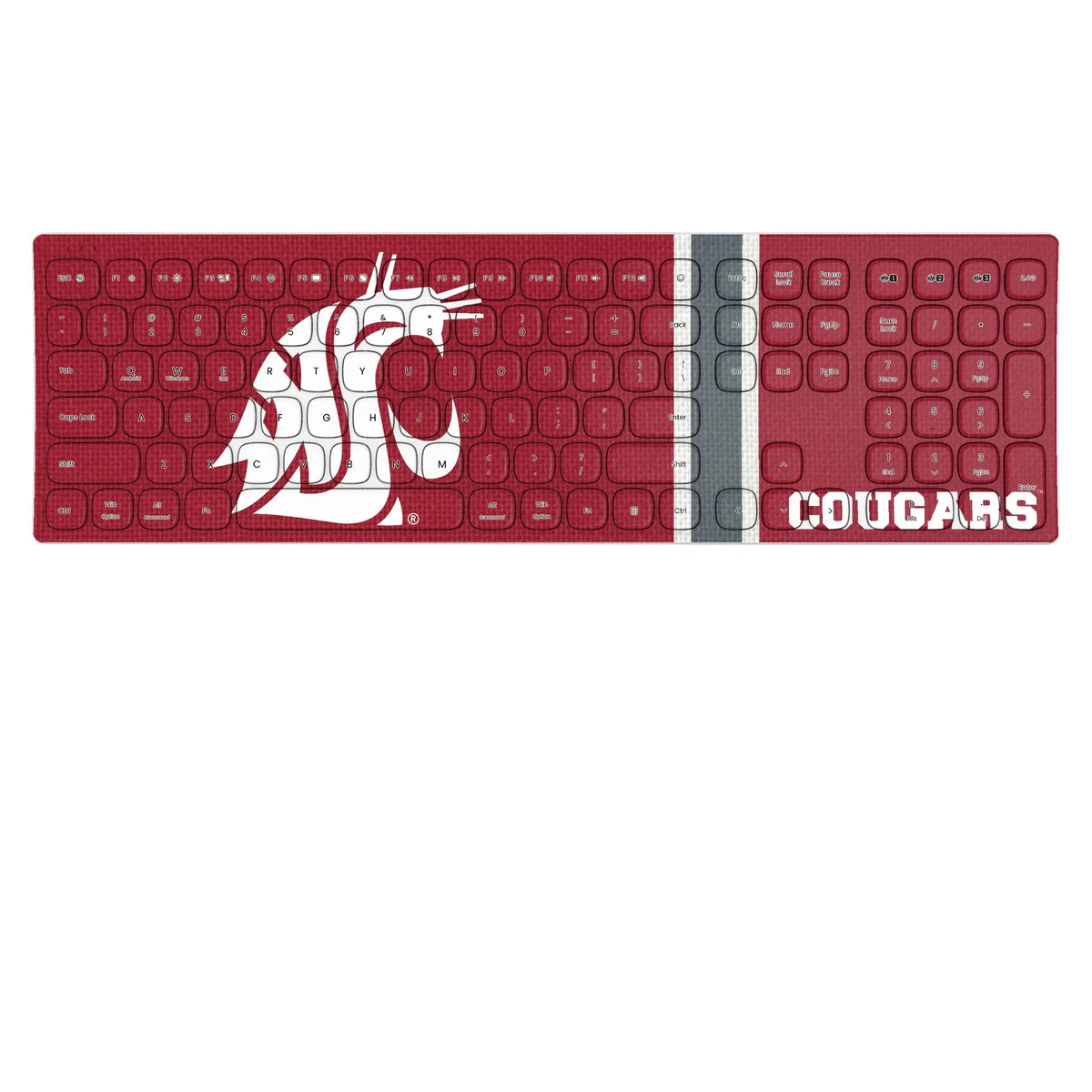Washington State University Cougars Stripe Curved Wireless Keyboard