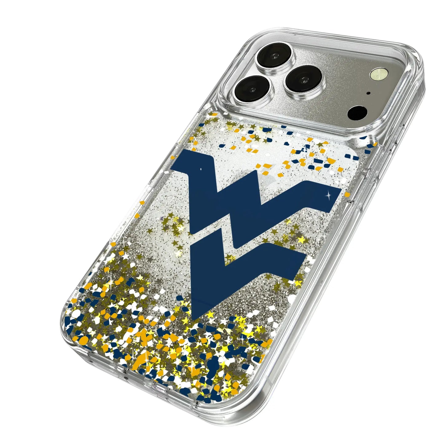 West Virginia University Mountaineers Confetti Glitter Phone Case for Apple iPhone