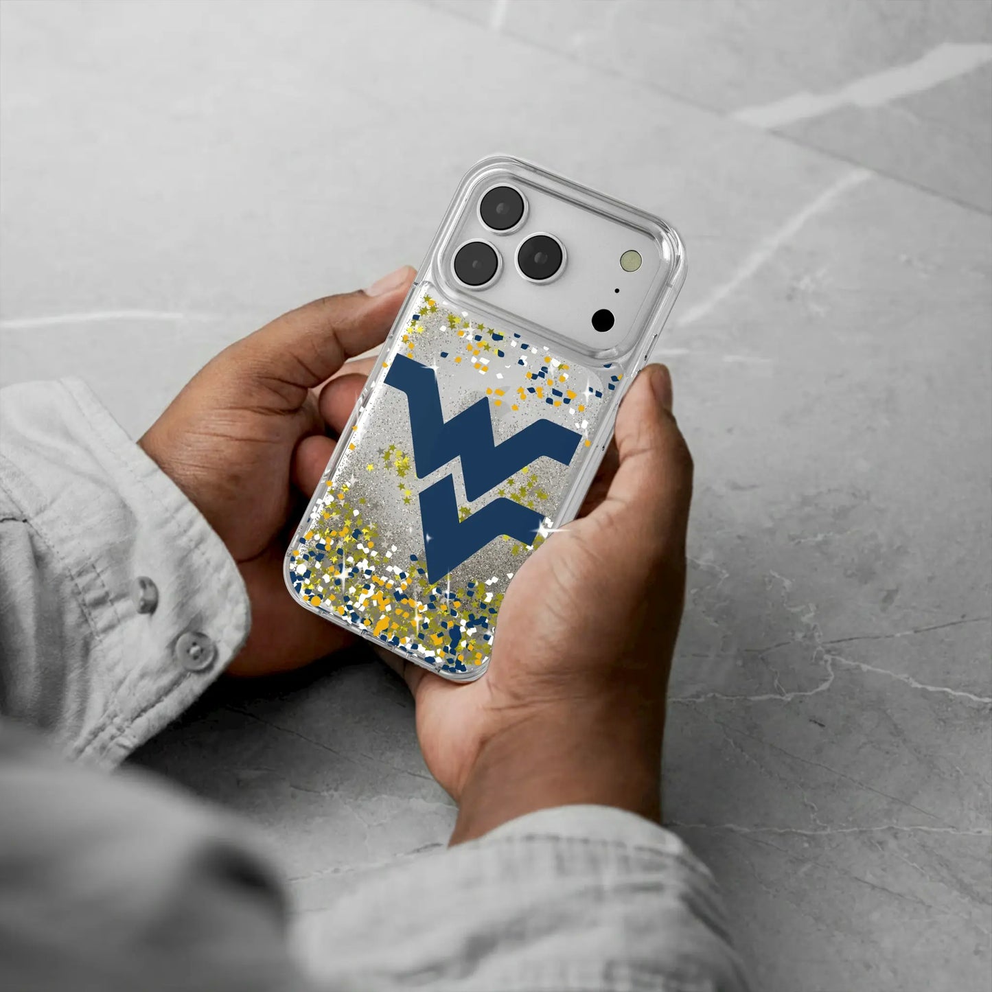 West Virginia University Mountaineers Confetti Glitter Phone Case for Apple iPhone