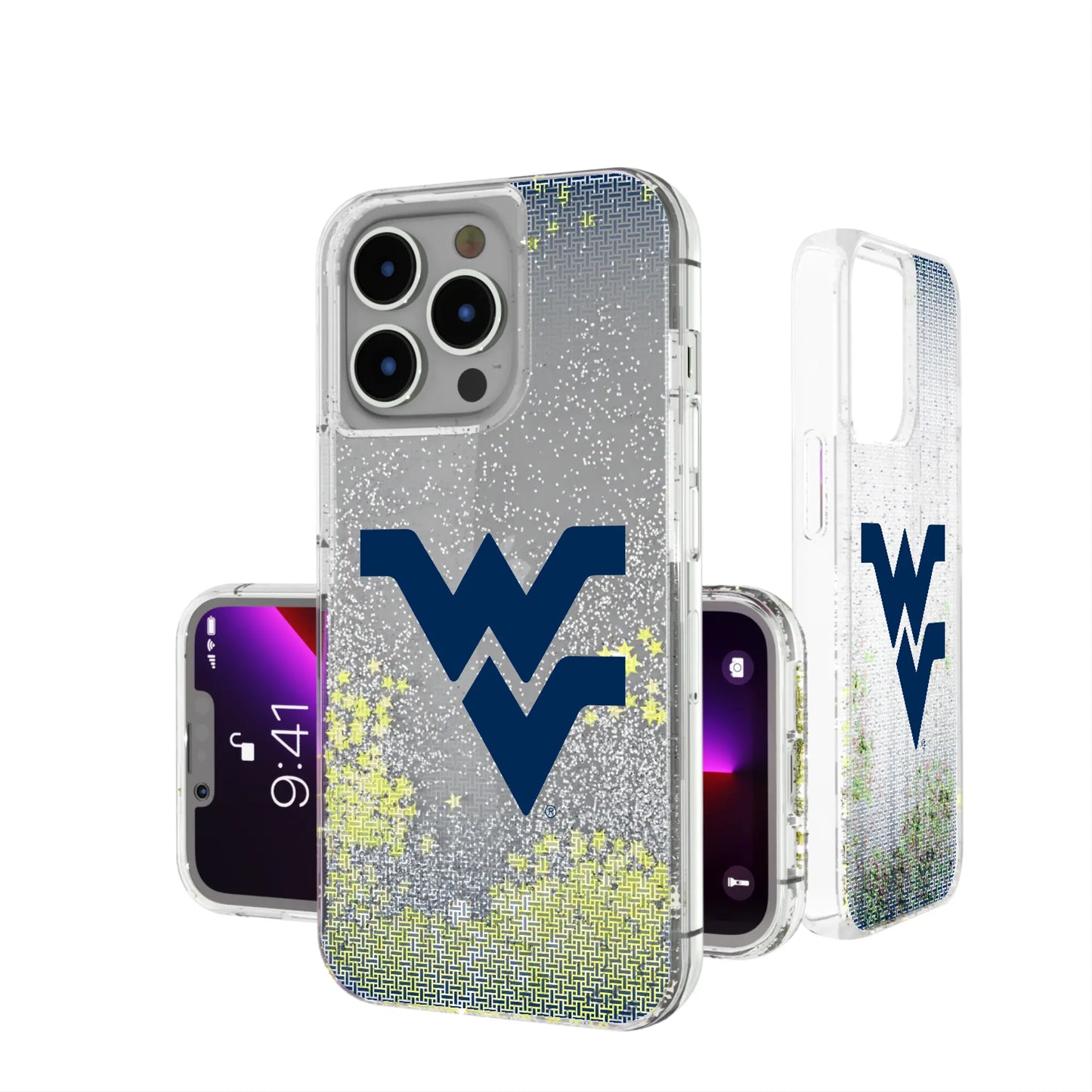 West Virginia University Mountaineers Linen Glitter Phone Case for Apple iPhone