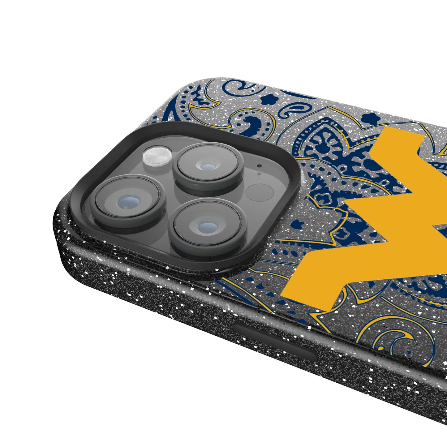 West Virginia University Mountaineers Paisley Black Bling Phone Case for Apple iPhone