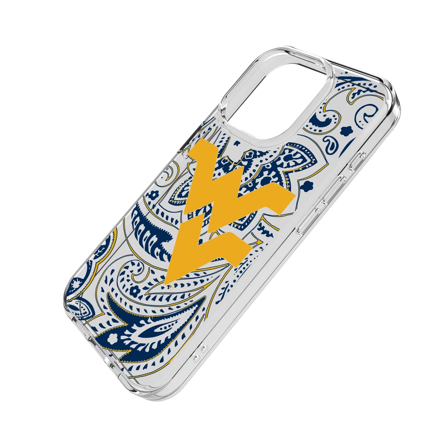 West Virginia University Mountaineers Paisley Clear Phone Case for Apple iPhone