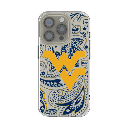 West Virginia University Mountaineers Paisley Clear Phone Case for Apple iPhone