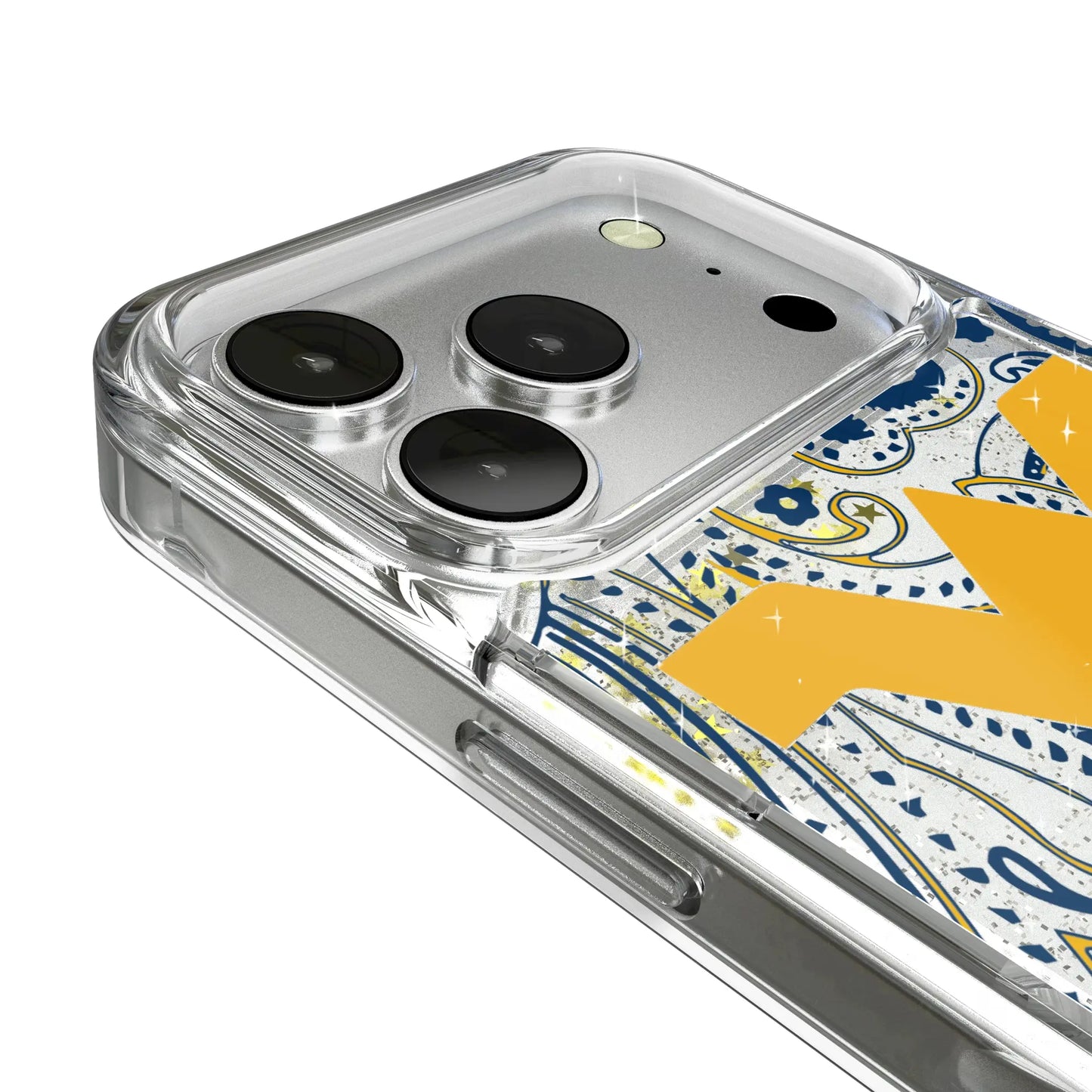 West Virginia University Mountaineers Paisley Glitter Phone Case for Apple iPhone