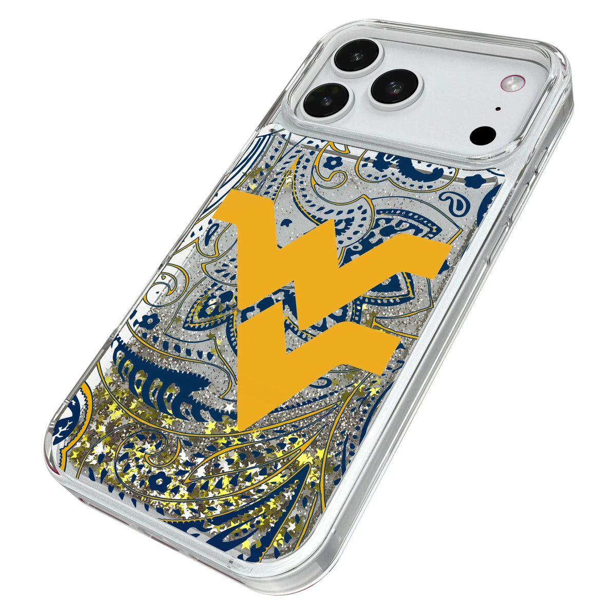 West Virginia University Mountaineers Paisley Glitter Phone Case for Apple iPhone