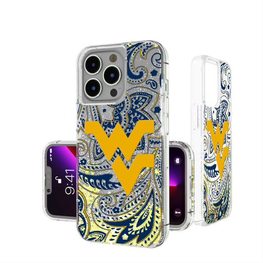 West Virginia University Mountaineers Paisley Glitter Phone Case for Apple iPhone
