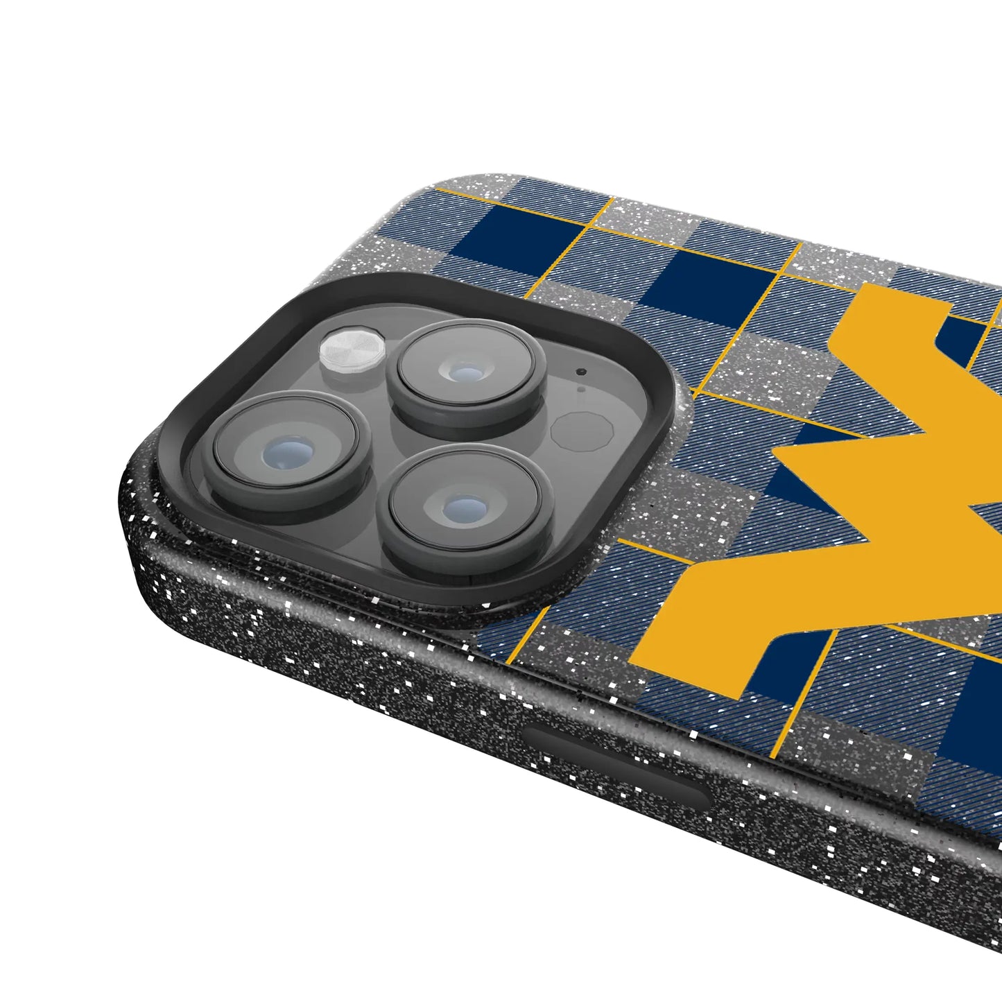 West Virginia University Mountaineers Plaid Black Bling Phone Case for Apple iPhone