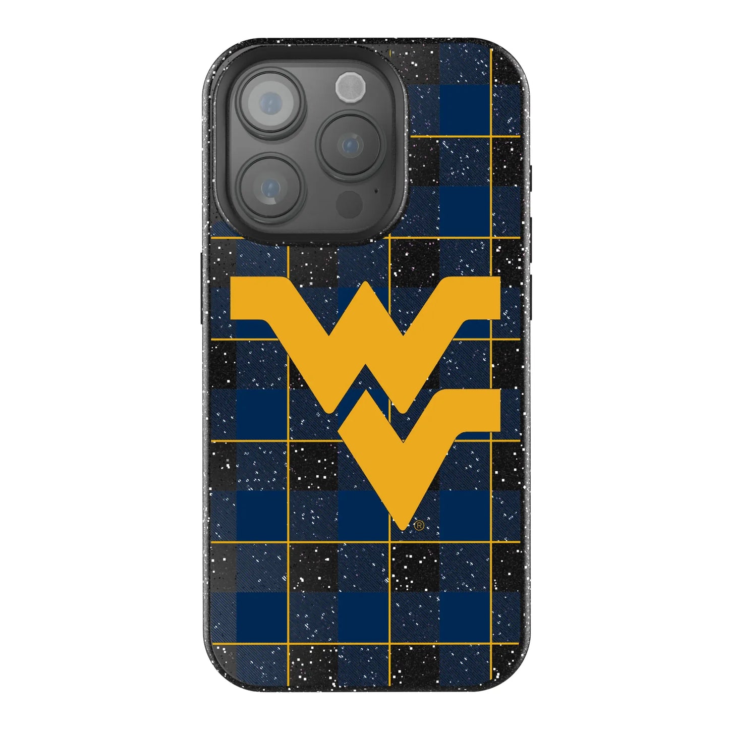 West Virginia University Mountaineers Plaid Black Bling Phone Case for Apple iPhone