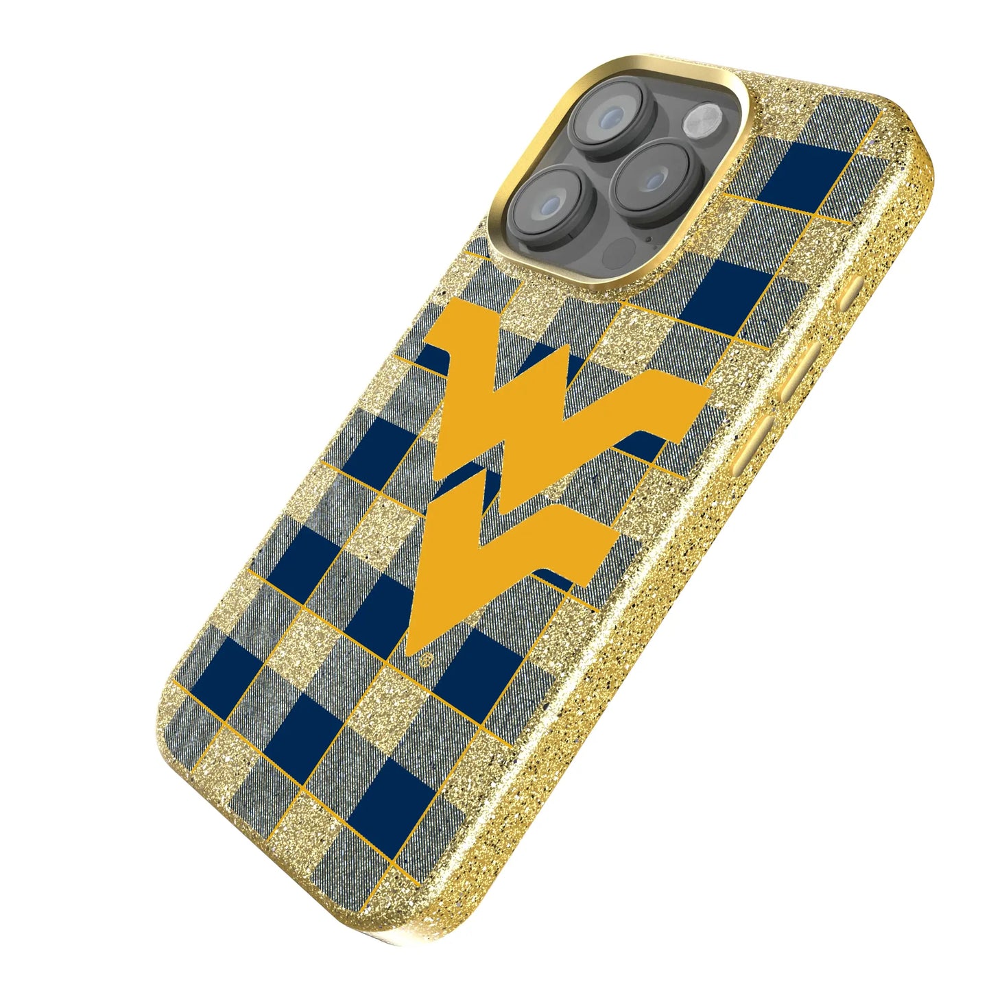 West Virginia University Mountaineers Plaid Bling Phone Case for Apple iPhone