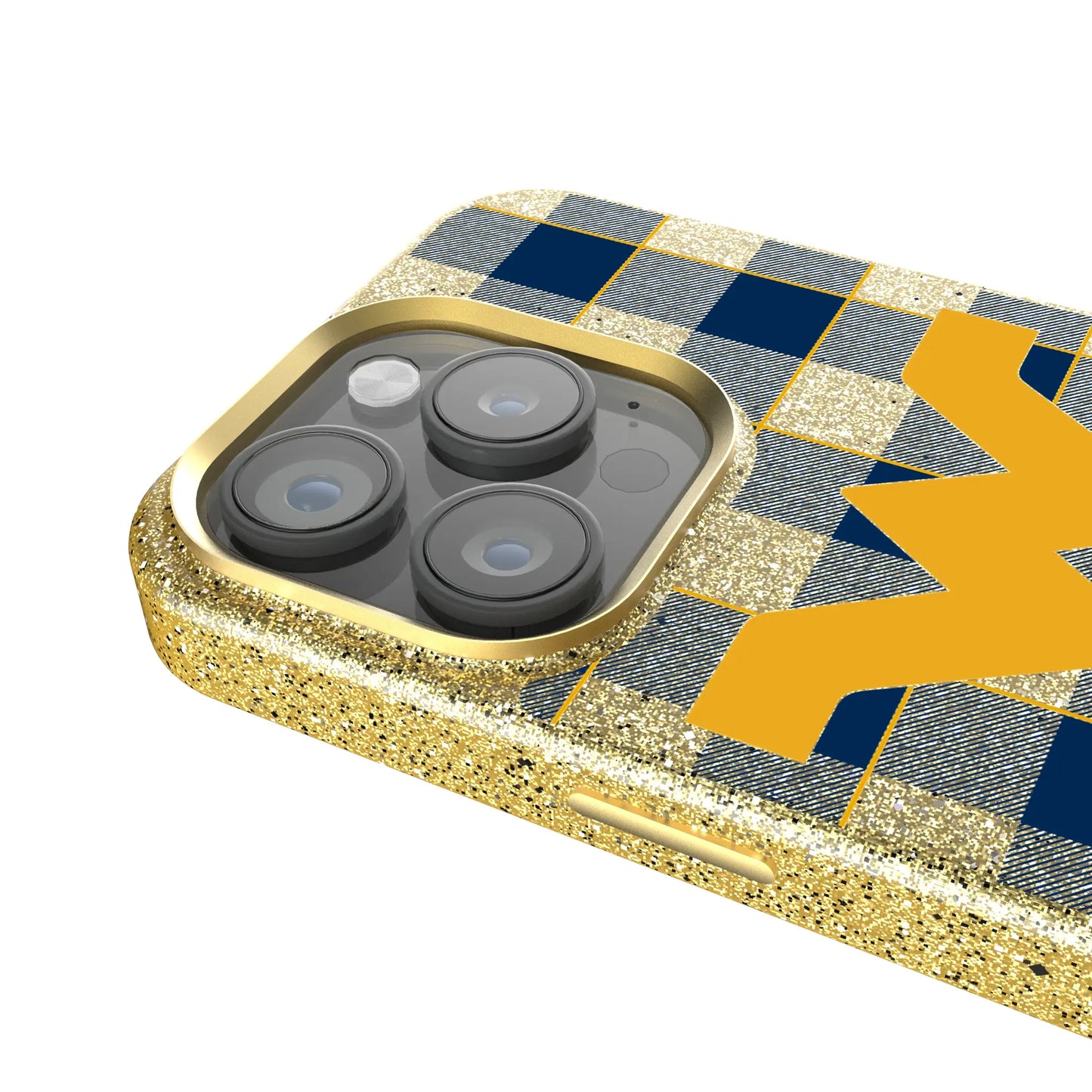 West Virginia University Mountaineers Plaid Bling Phone Case for Apple iPhone