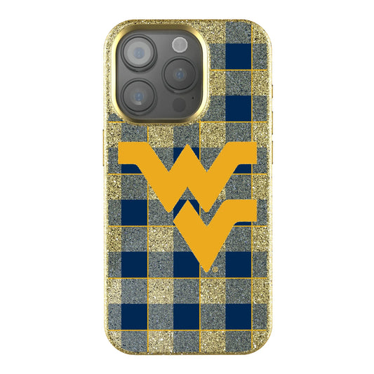 West Virginia University Mountaineers Plaid Bling Phone Case for Apple iPhone