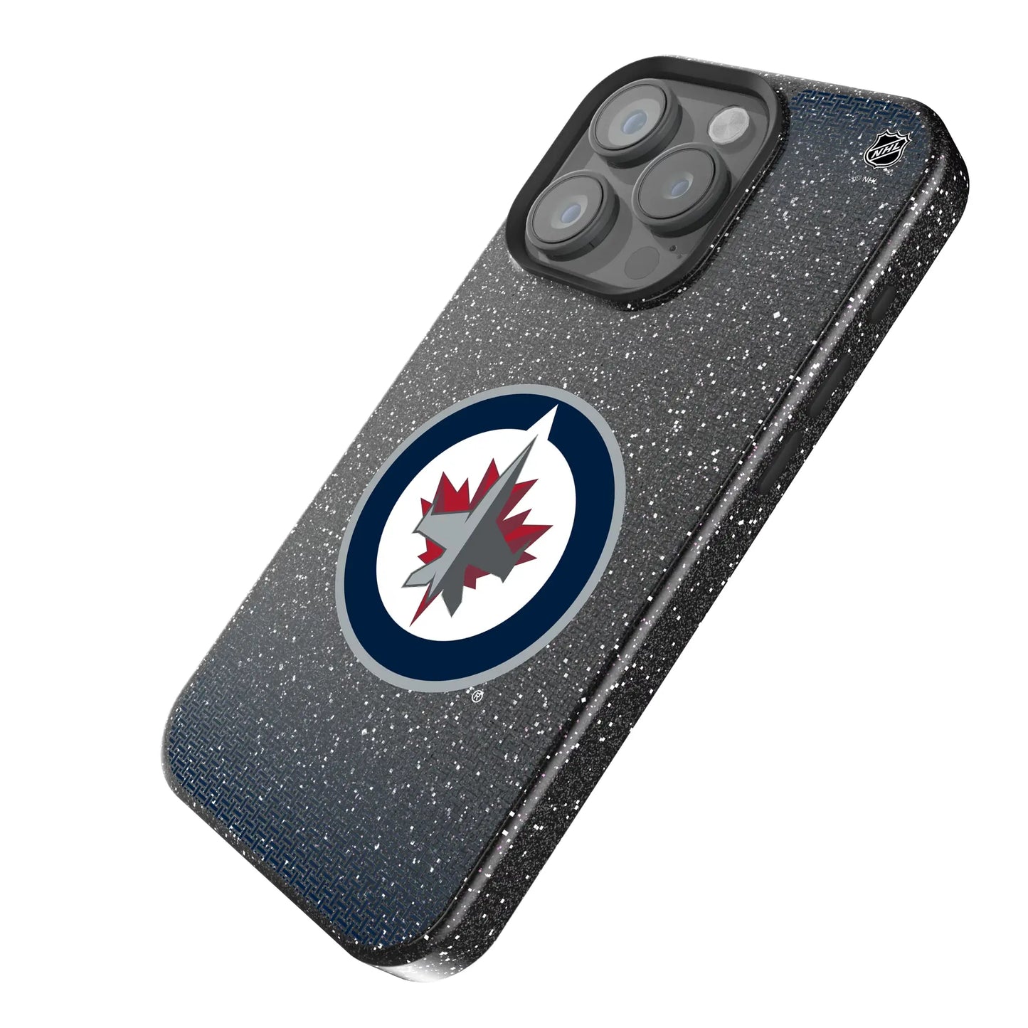 Winnipeg Jets Linen Black Bling Phone Case for Apple iPhone