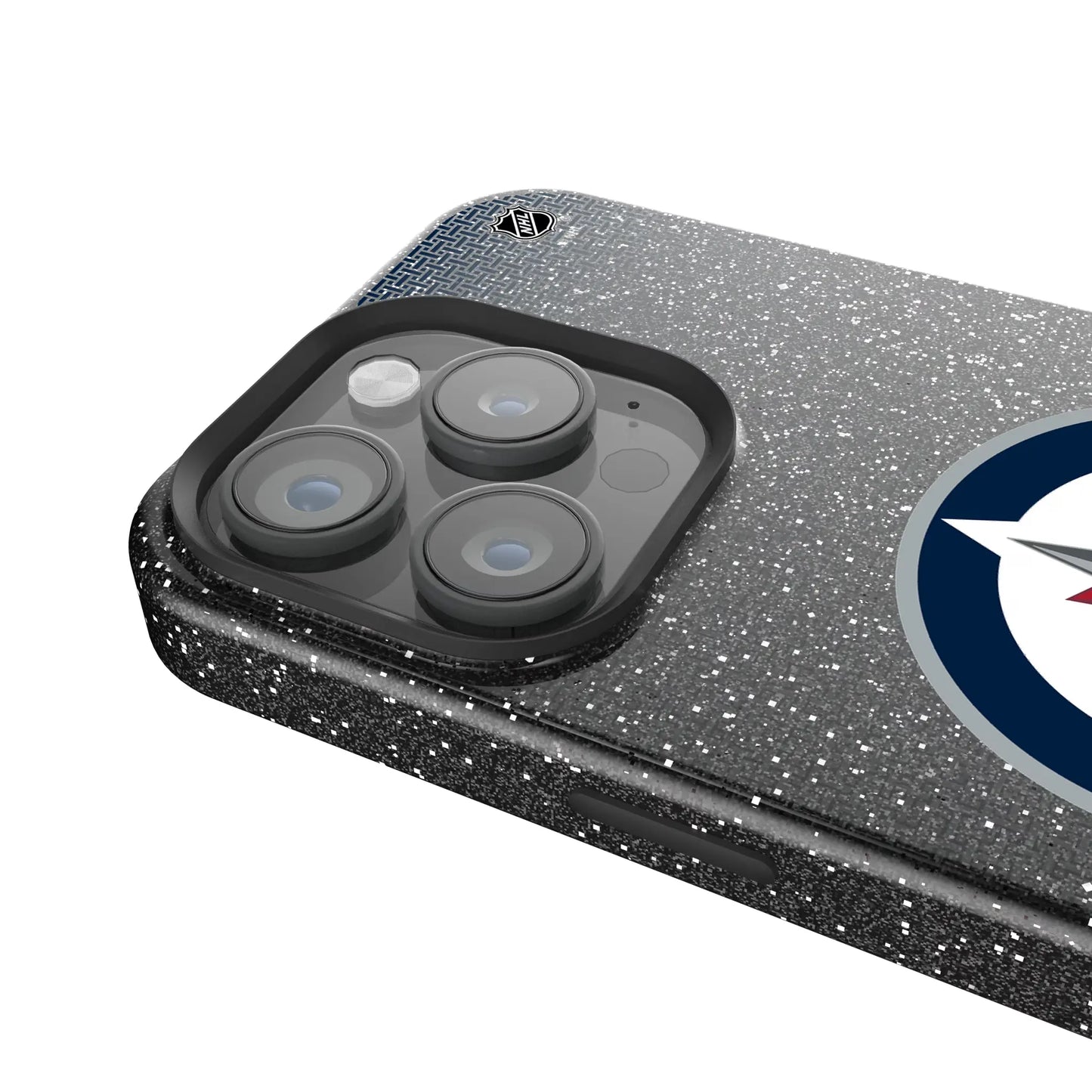 Winnipeg Jets Linen Black Bling Phone Case for Apple iPhone