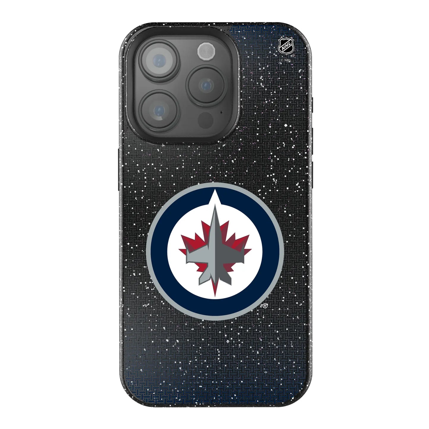 Winnipeg Jets Linen Black Bling Phone Case for Apple iPhone