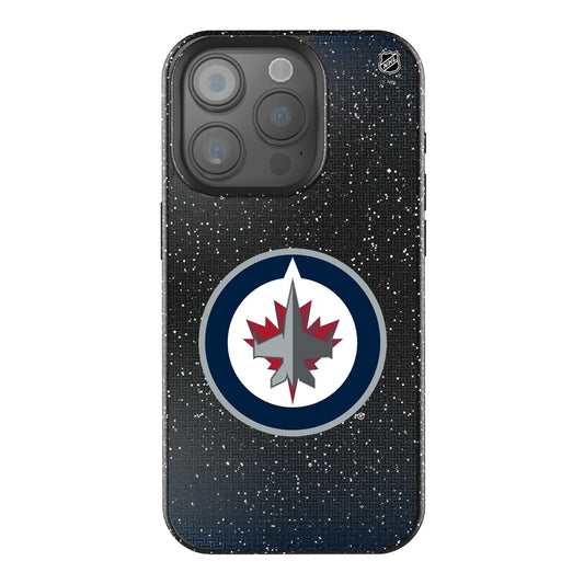 Winnipeg Jets Linen Black Bling Phone Case for Apple iPhone